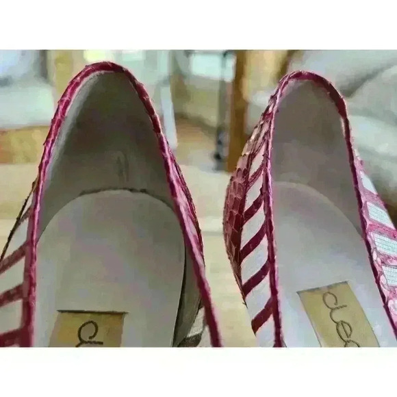 Vintage Cleo Bottier Made In Italy Crocidile Pumps Pink Size 38 1/2 - Picture 2 of 16